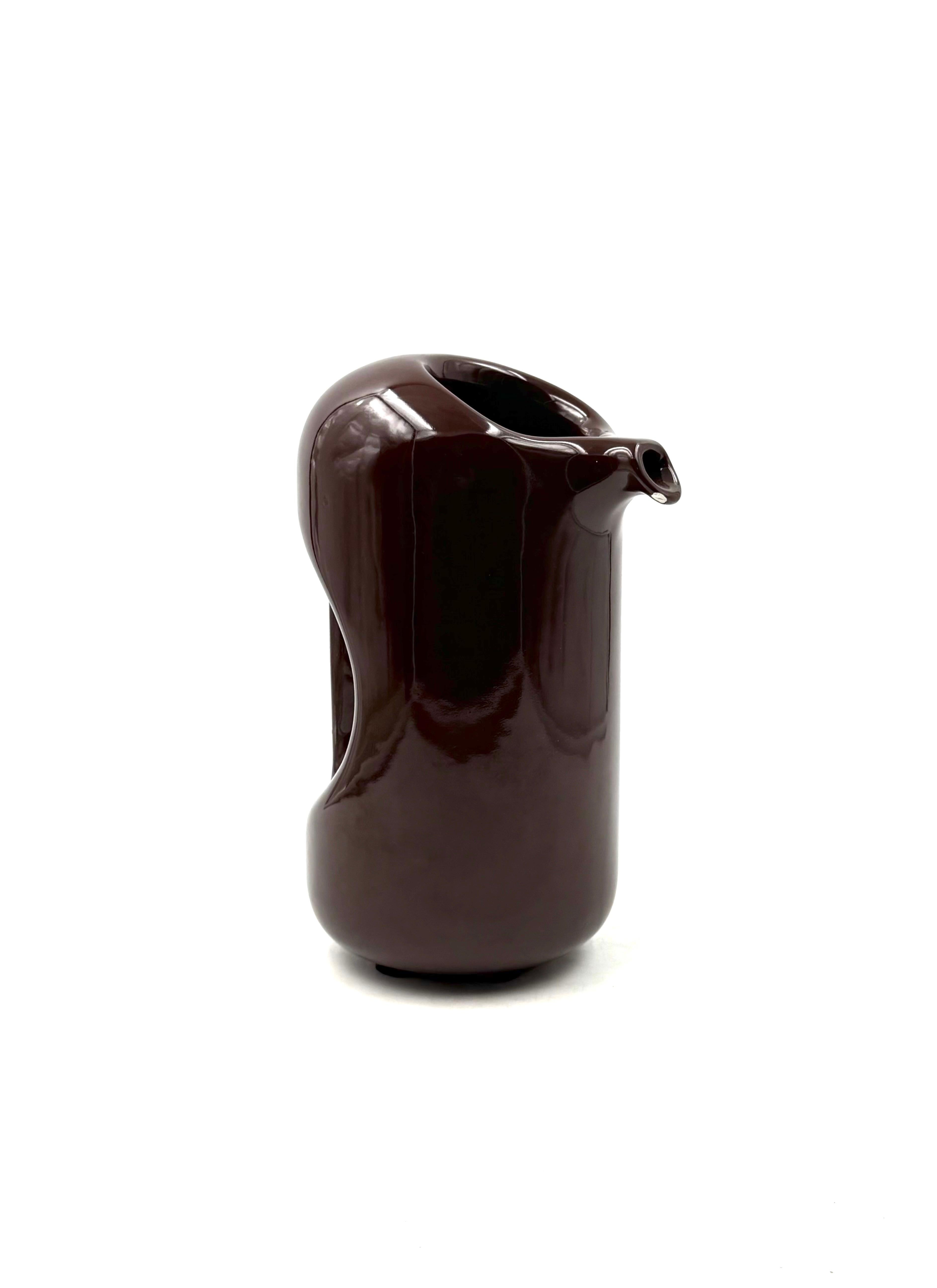 Mid-century modern brown ceramic vase / jug, Il Picchio Italy 1970s in vendita 2