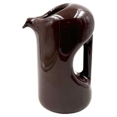 Mid-century modern brown ceramic vase / jug, Il Picchio Italy 1970s