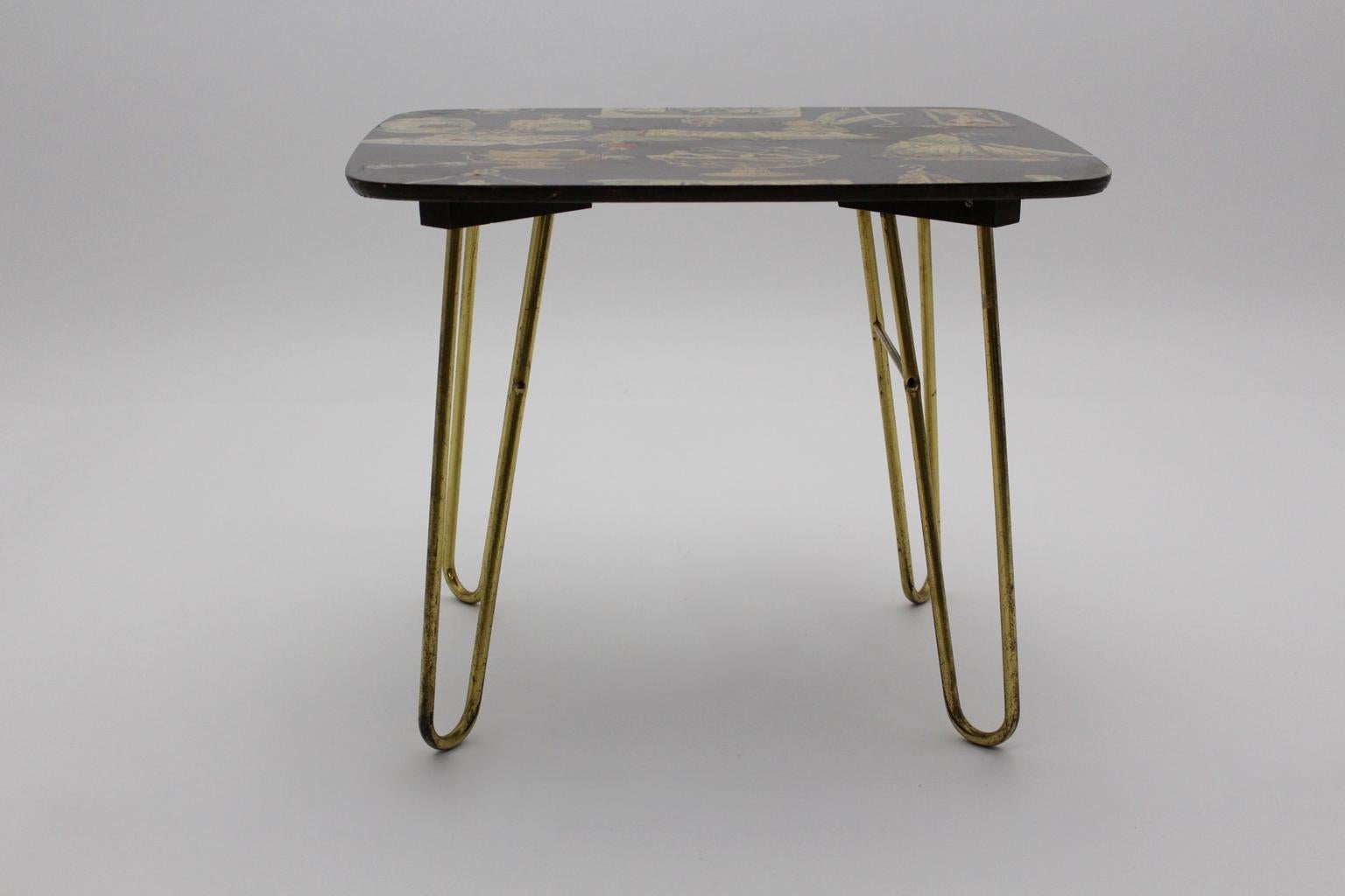 Metal Mid-Century Modern Brown Coffee Table Vienna, 1950s For Sale