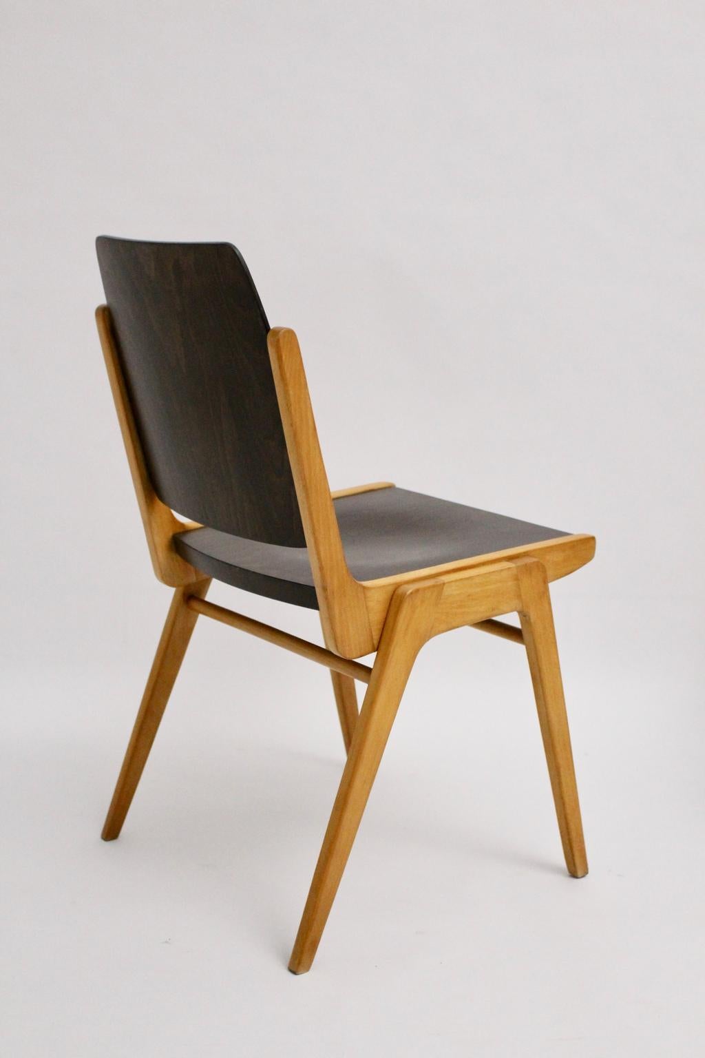 Mid-Century Modern Brown Dining Room Chairs Franz Schuster 1959 Set of Twelve 1