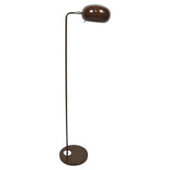 Retro Mid-Century Modern Brown Enamel Metal Floor Lamp with Articulated Shade