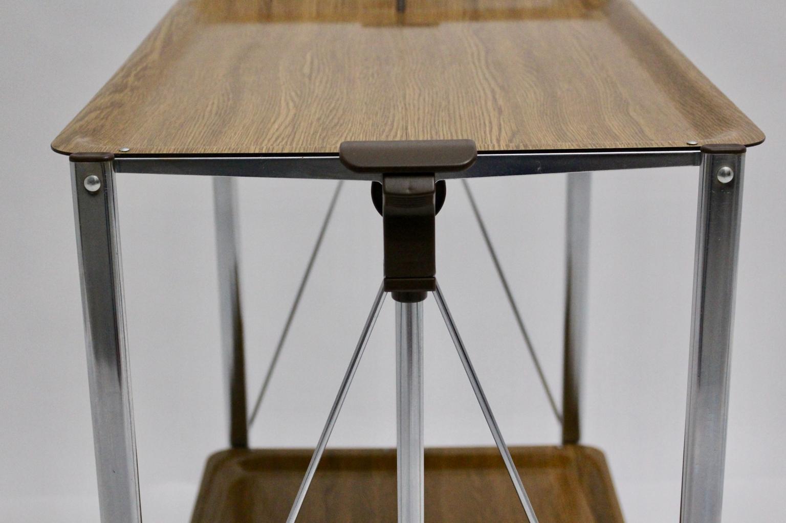 Mid-Century Modern Brown Foldable Serving Table 1960s Germany In Good Condition For Sale In Vienna, AT