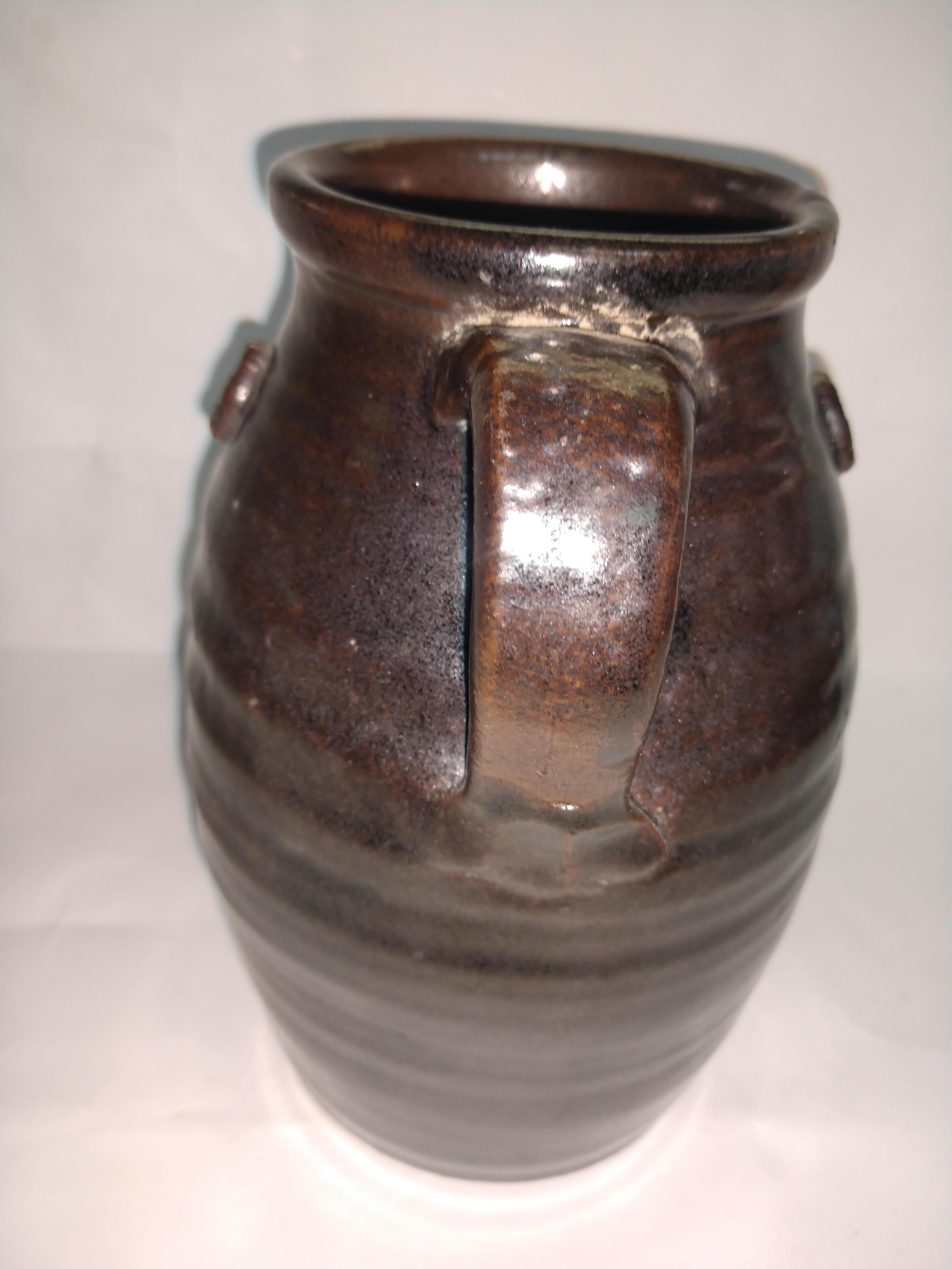 Mid Century Modern Glazed Jug Vase by Herbert Sargent Writer Producer Potter  In Excellent Condition For Sale In Port Jervis, NY