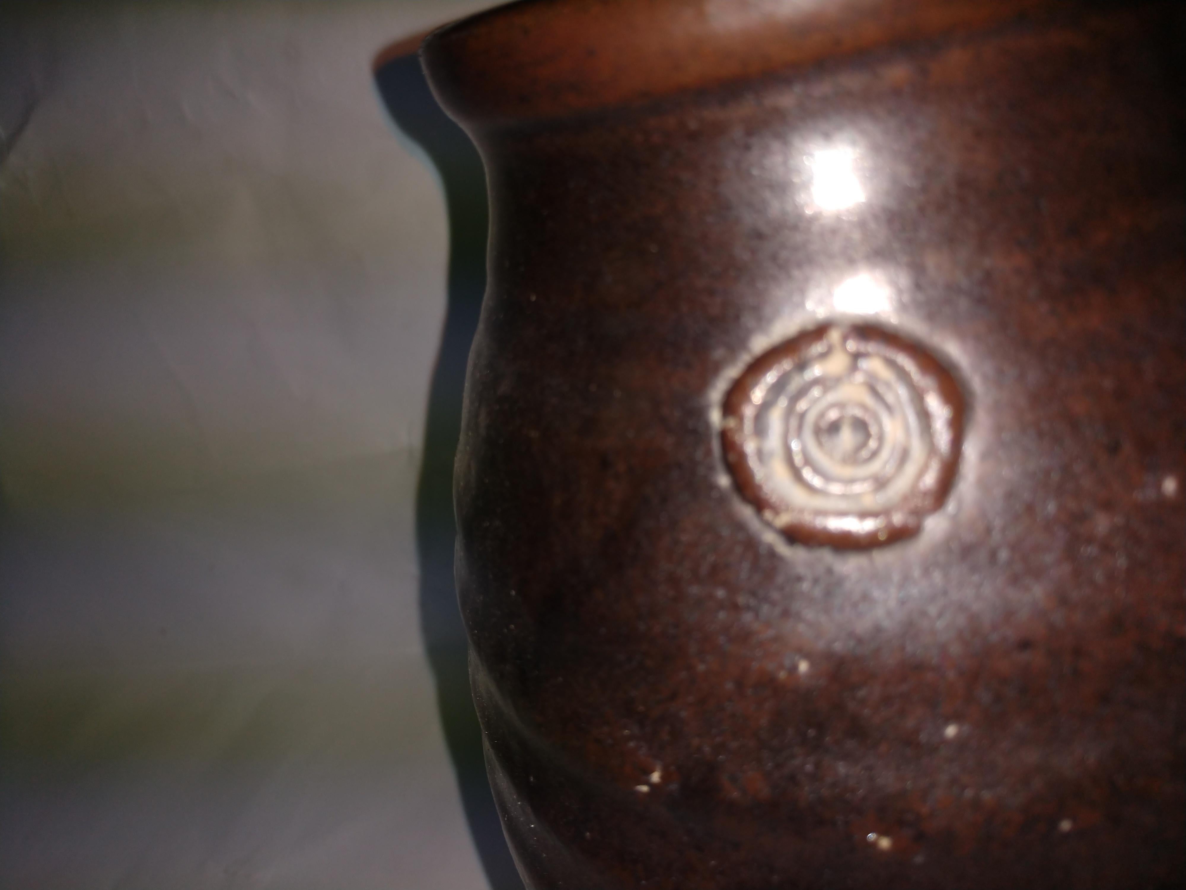 Clay Mid Century Modern Glazed Jug Vase by Herbert Sargent Writer Producer Potter  For Sale