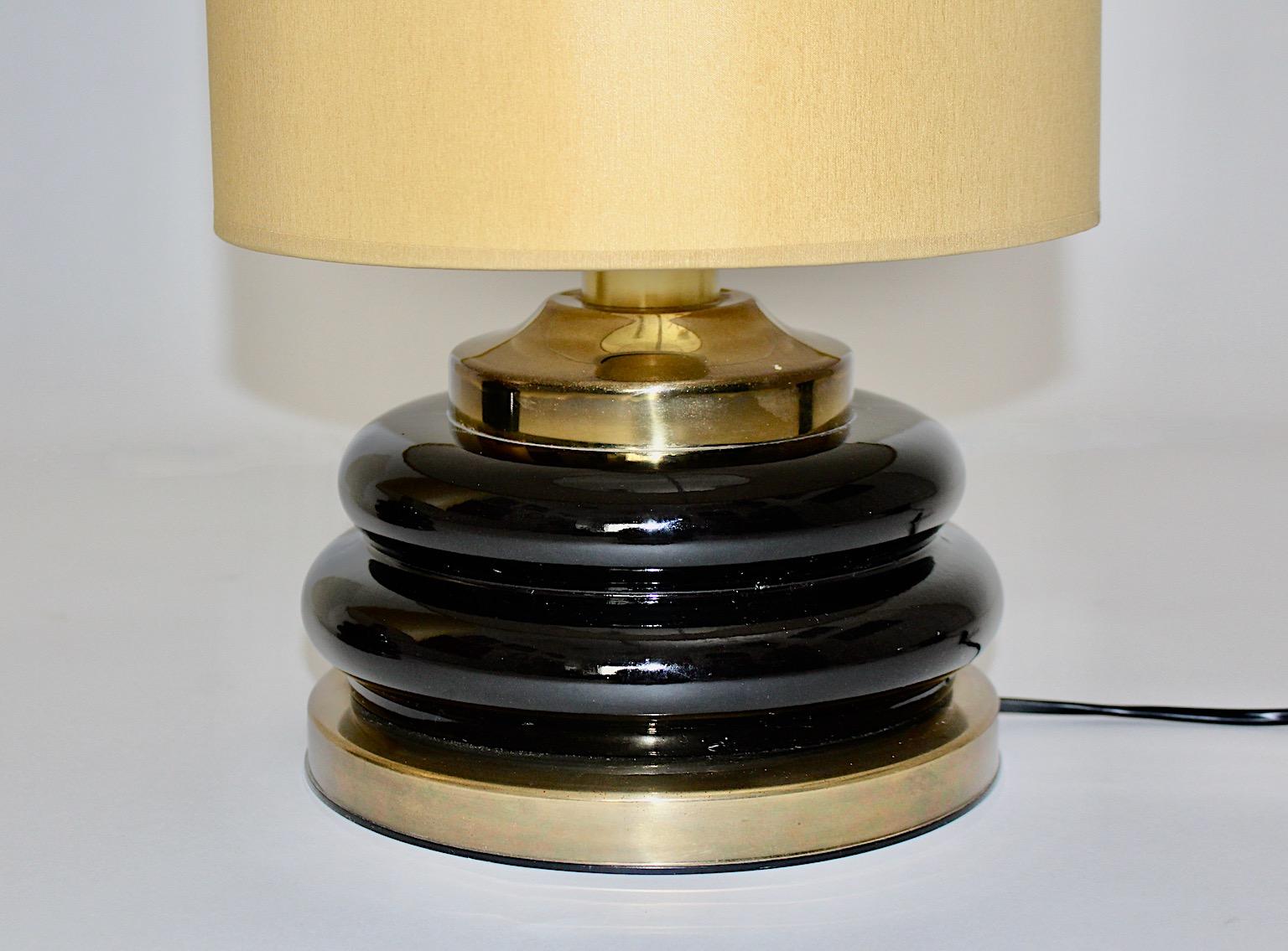 Modernist Brown Gold Glass Vintage Table Lamps Pair Duo, 1970s, Italy For Sale 2