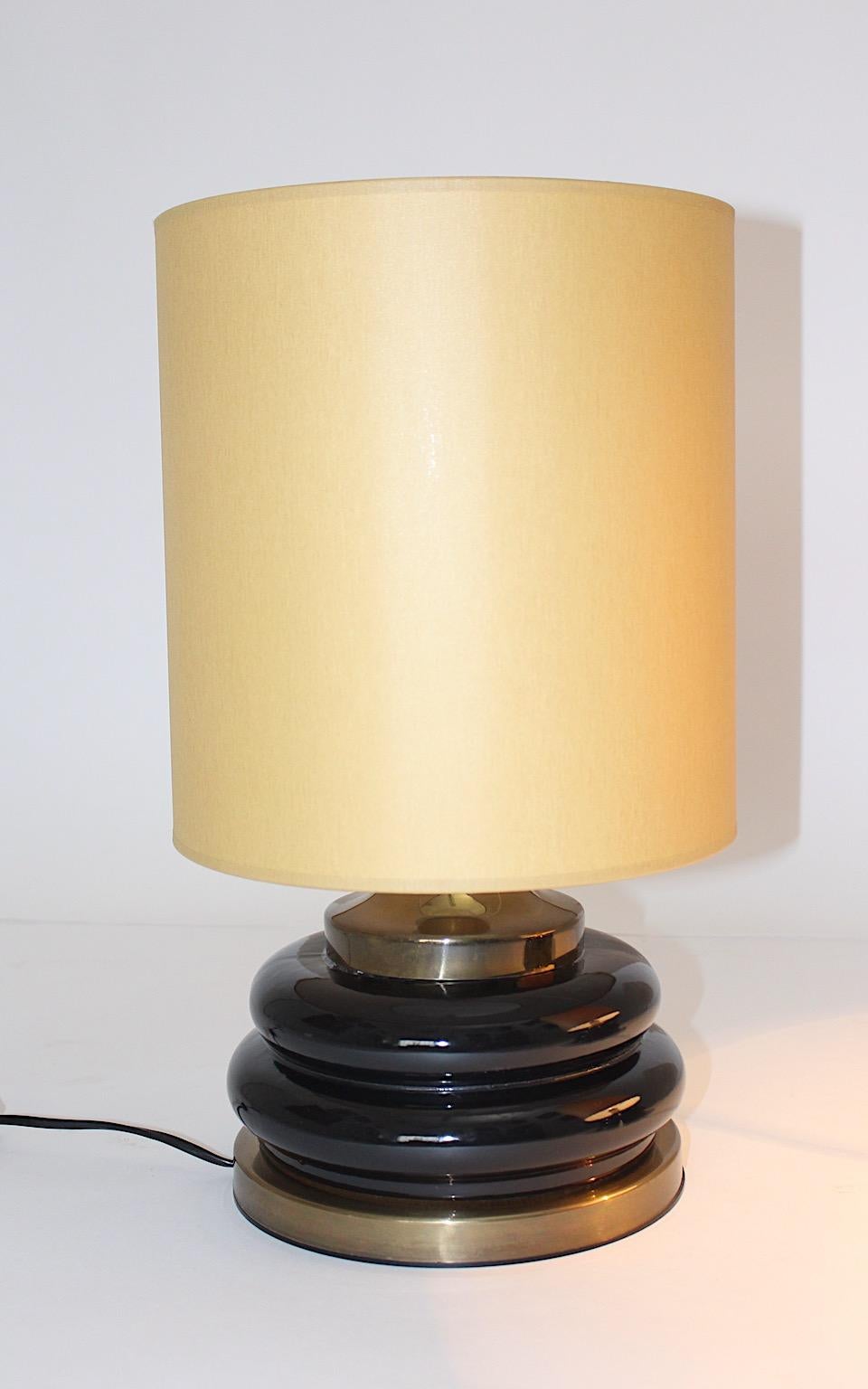 Modernist Brown Gold Glass Vintage Table Lamps Pair Duo, 1970s, Italy For Sale 3