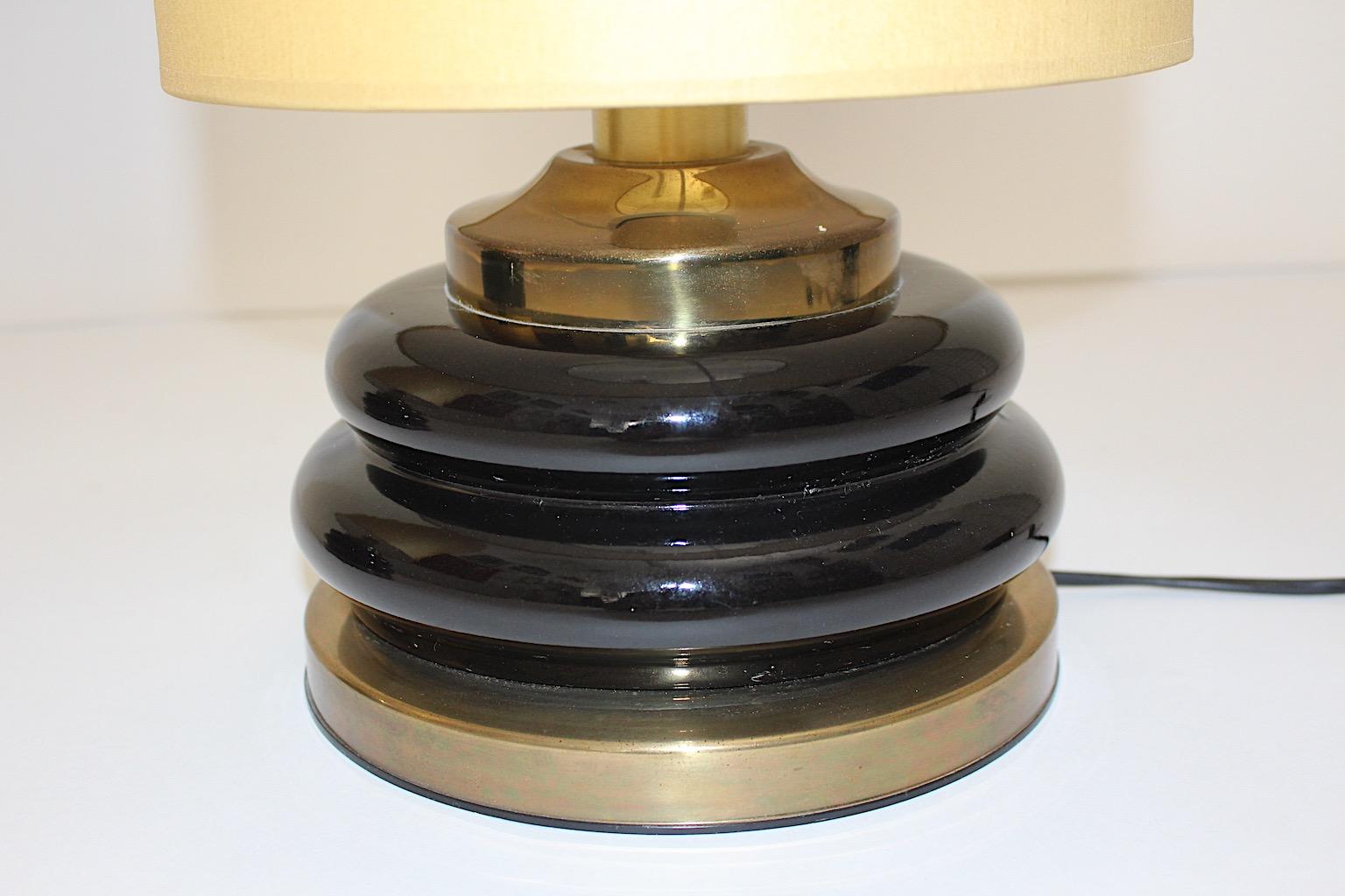 Modernist Brown Gold Glass Vintage Table Lamps Pair Duo, 1970s, Italy For Sale 4