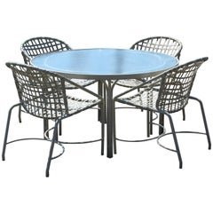 Vintage Mid-Century Modern Brown Jordan Kantan Patio Dinette Set Table Four Chairs