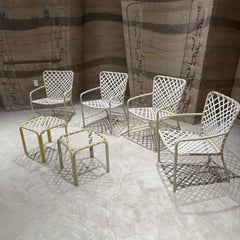 Mid-Century Modern Brown Jordan Patio Set 4 Chairs 2 Side Tables