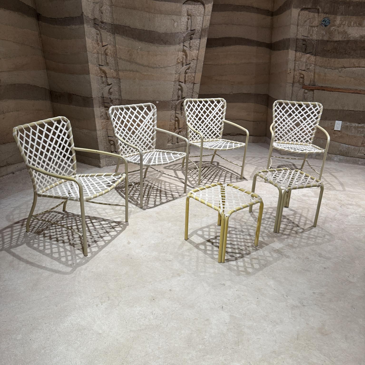 American Mid-Century Modern Brown Jordan Patio Set 4 Chairs 2 Side Tables For Sale