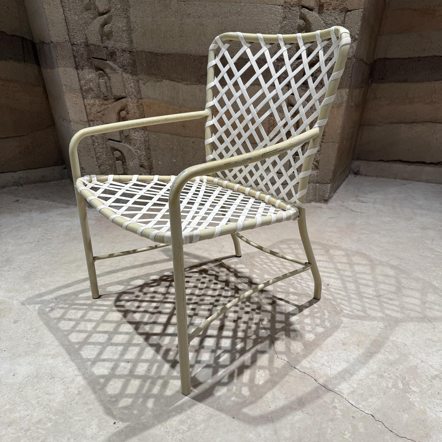 Painted Mid-Century Modern Brown Jordan Patio Set 4 Chairs 2 Side Tables For Sale