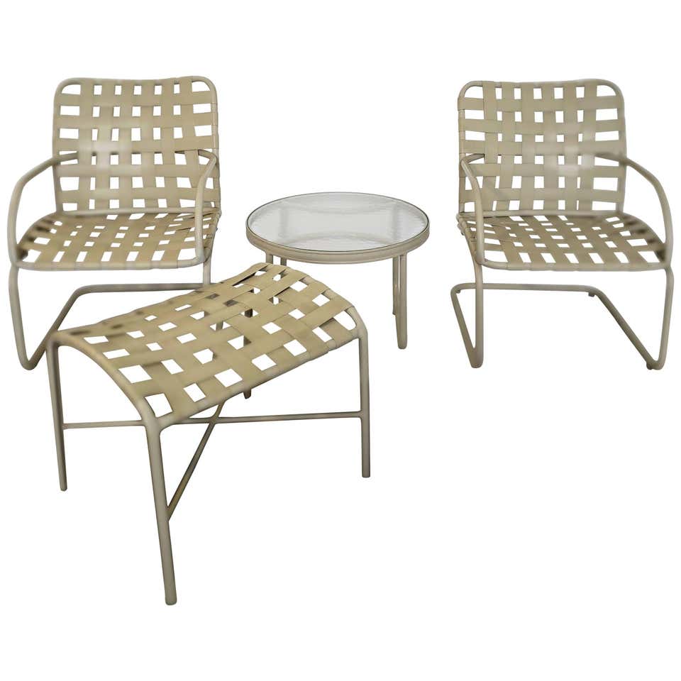 Mid-Century Modern Brown Jordan Patio Set Pair Bouncy Chair Ottoman ...