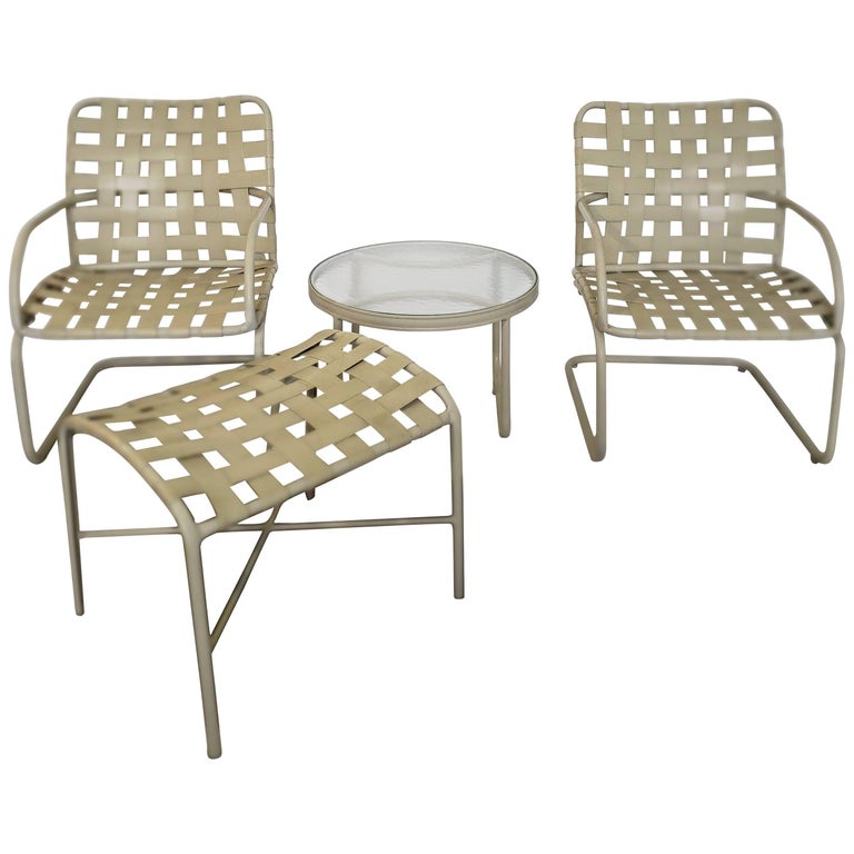 MidCentury Modern Brown Jordan Patio Set Pair Bouncy Chair Ottoman