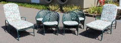Mid-Century Modern Brown Jordan Set 4 Patio Chairs & Pair Chaise Lounges, 1960s