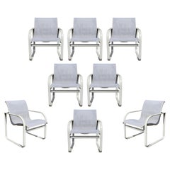 Mid-Century Modern Brown Jordan Set of 8 Patio Dining Armchairs