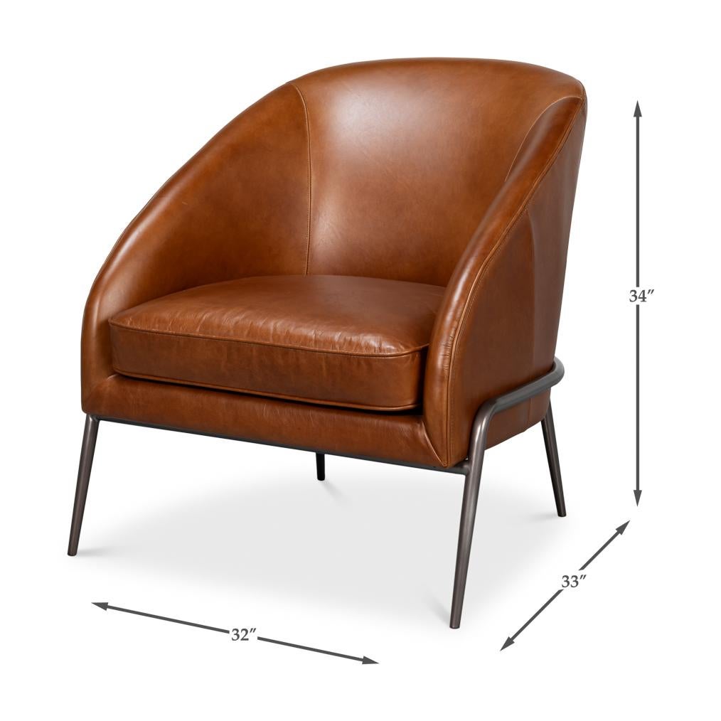 Chaise d'appoint en cuir Brown The Moderns en vente 4