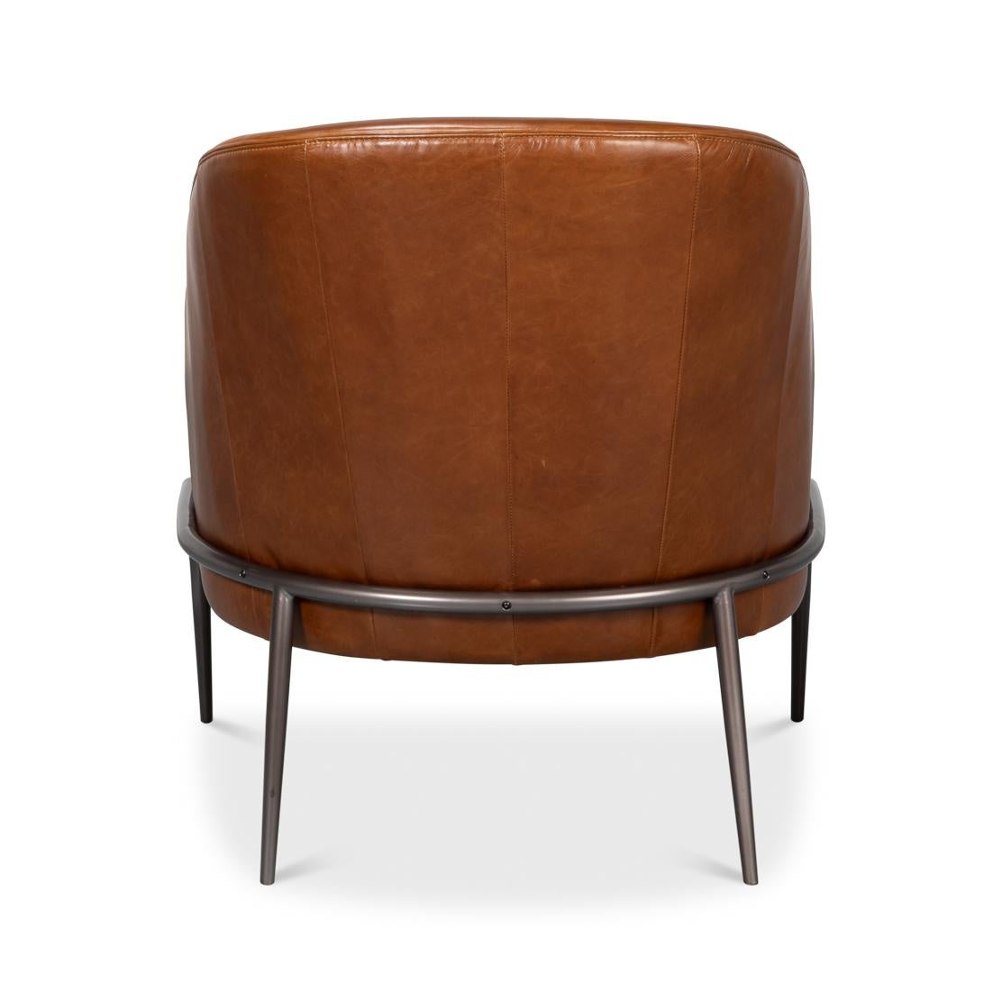 Asiatique Chaise d'appoint en cuir Brown The Moderns en vente