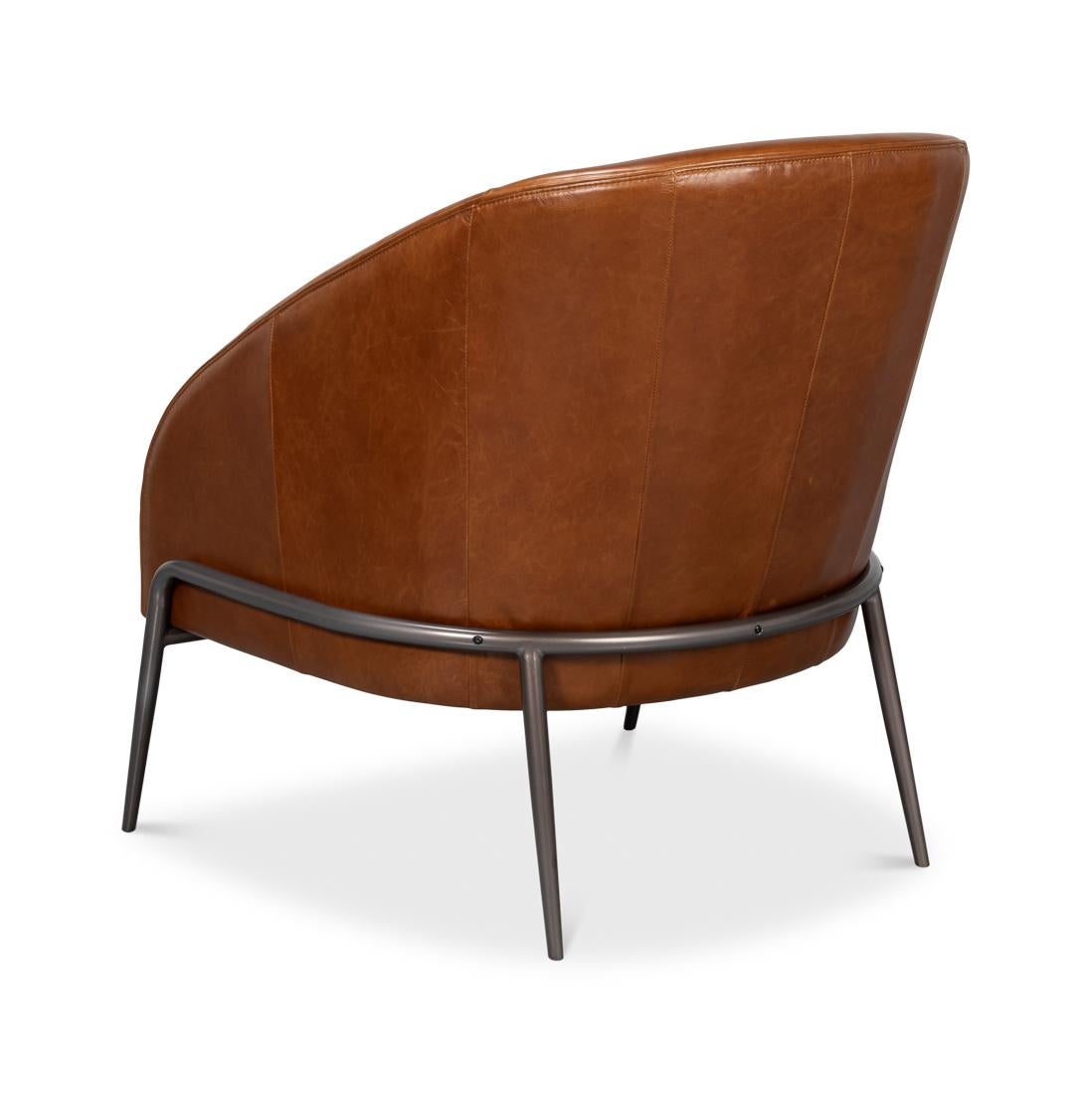 Chaise d'appoint en cuir Brown The Moderns Neuf - En vente à Westwood, NJ