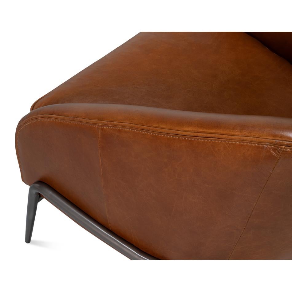 Chaise d'appoint en cuir Brown The Moderns en vente 2