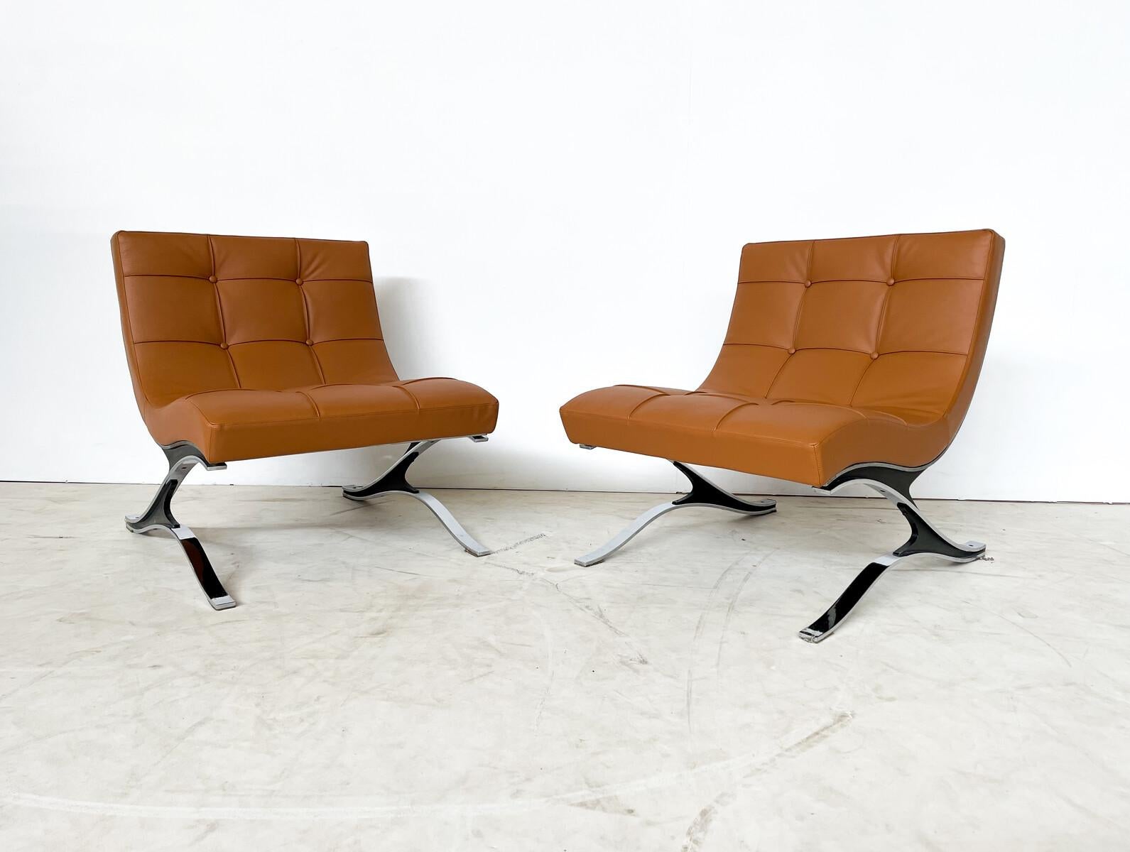Mid-Century Modern Brown Leather Armchair, Italy, 1970s - Sold individually ( 5 available).