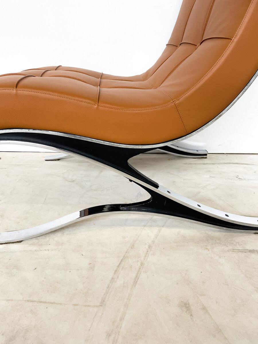 Cuir Fauteuil en cuir marron de style moderne du milieu du siècle, Italie, 1970 en vente