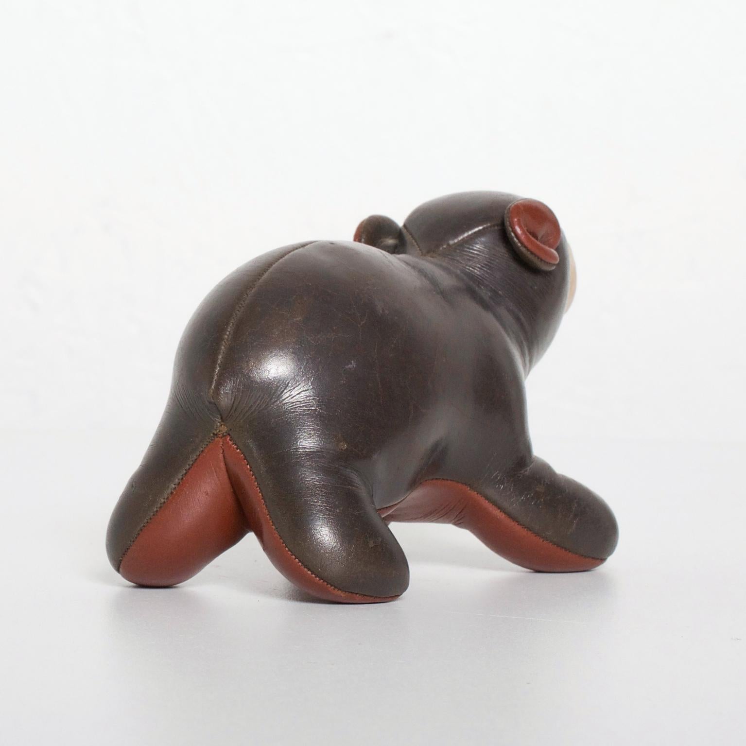 Jouet en peluche ours en cuir marron moderne du milieu du siècle dernier 1