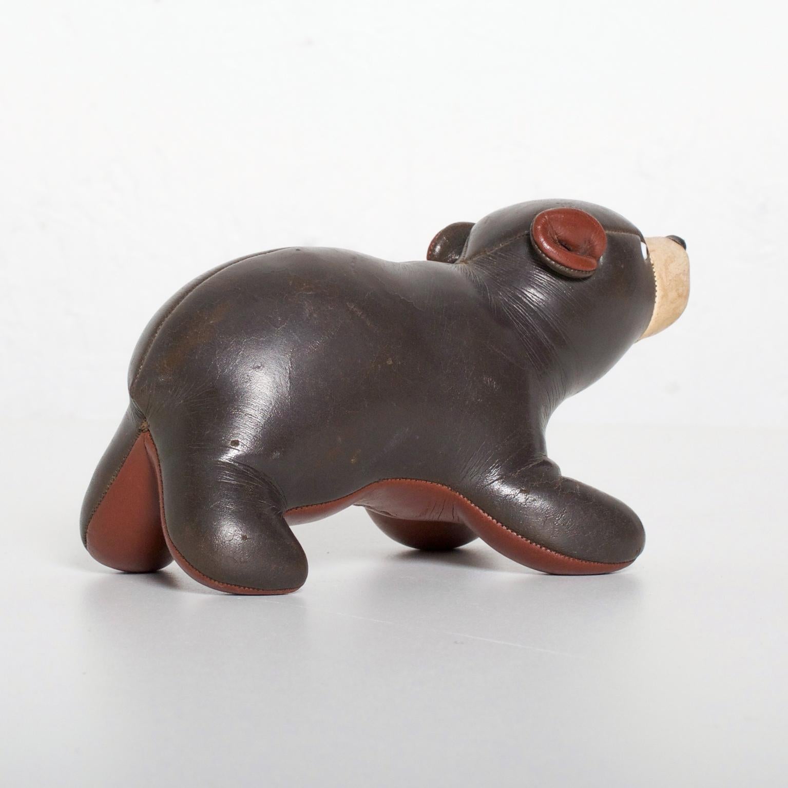 Jouet en peluche ours en cuir marron moderne du milieu du siècle dernier 2