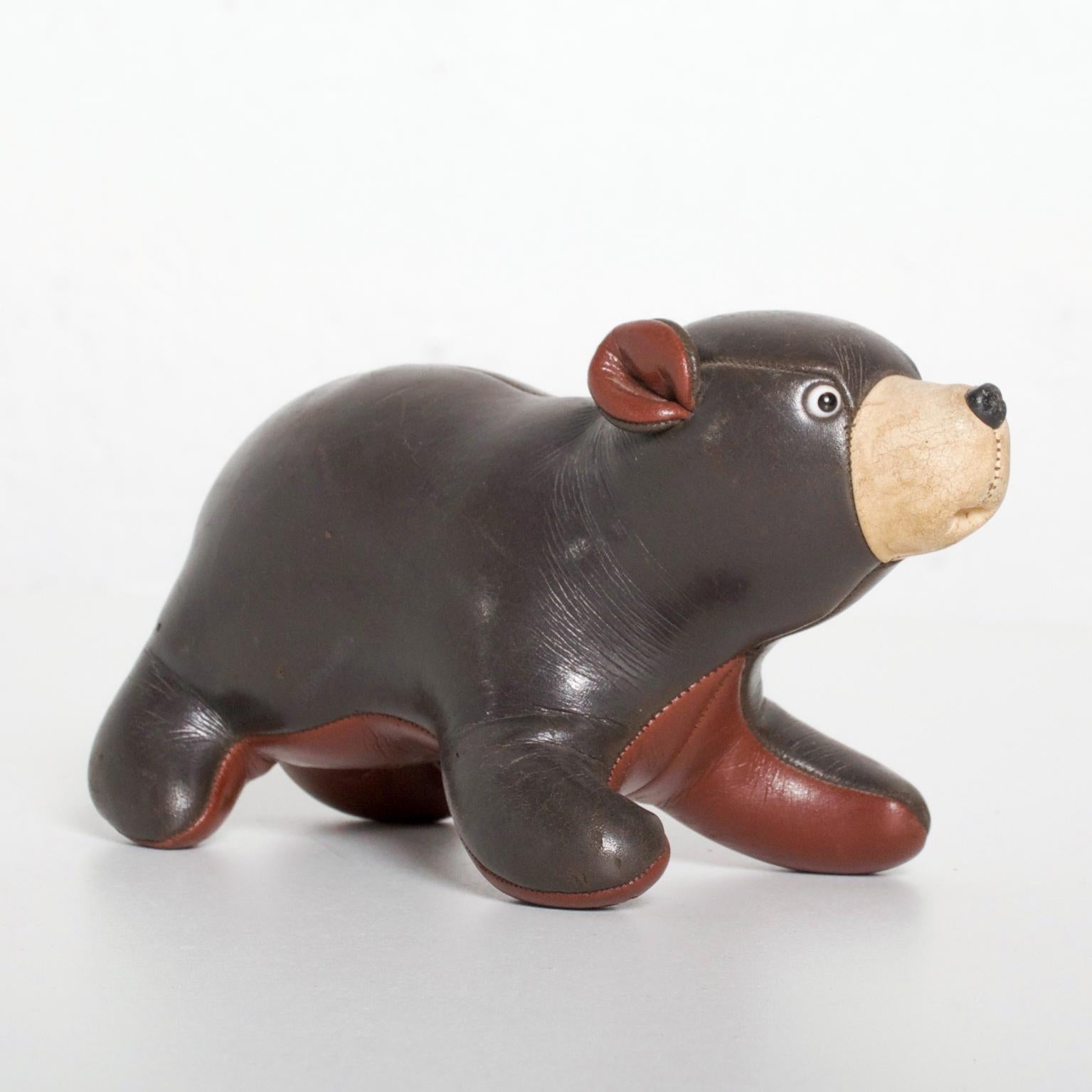 Jouet en peluche ours en cuir marron moderne du milieu du siècle dernier 3