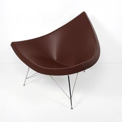 Mid-Century Modern Brown Leather Coconut Chair by George Nelson for Vitra