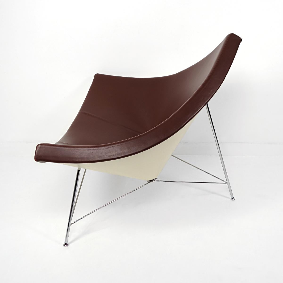 Mid-Century Modern Brown Leather Coconut Chair von George Nelson für Vitra (Moderne der Mitte des Jahrhunderts) im Angebot