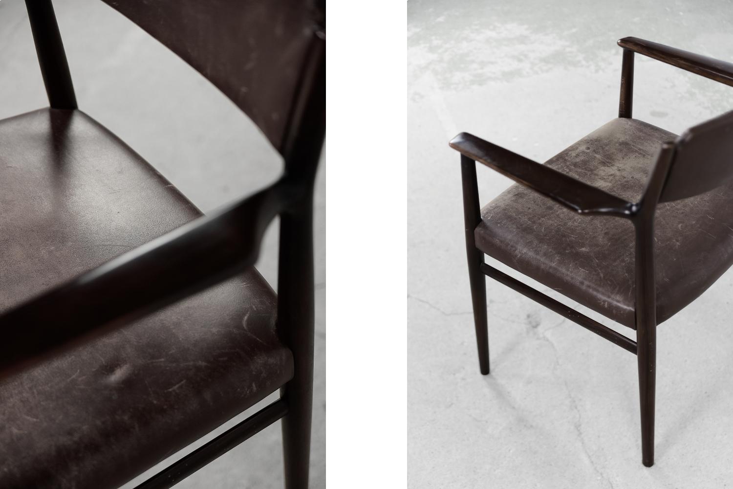 Scandinave moderne Chaise de direction en cuir Brown, Vintage Mid-Century Modern, Arne Vodder, 1960s en vente