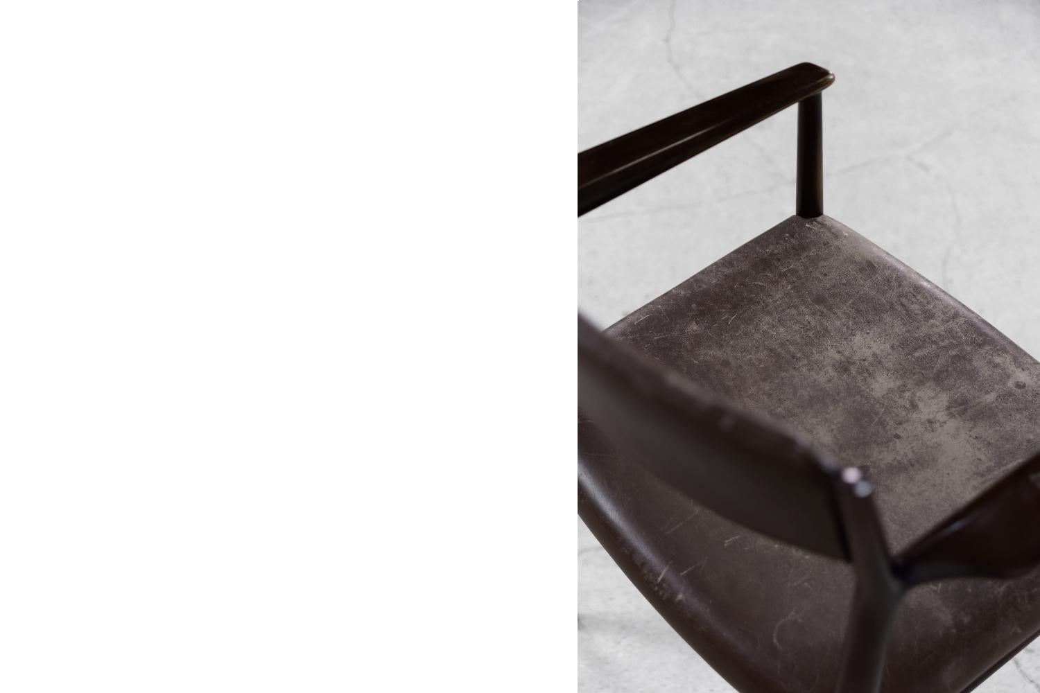 Chaise de direction en cuir Brown, Vintage Mid-Century Modern, Arne Vodder, 1960s en vente 1