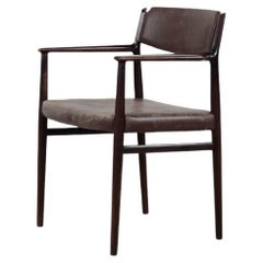 Chaise de direction en cuir Brown, Vintage Mid-Century Modern, Arne Vodder, 1960s