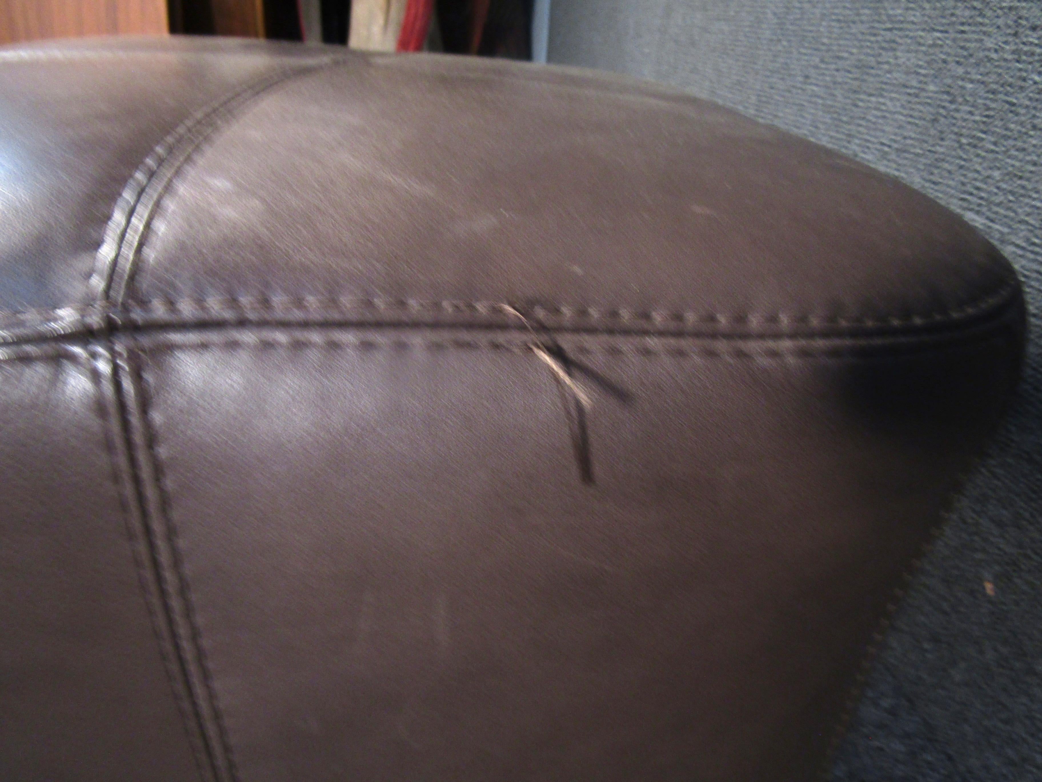 20th Century Mid-Century Modern Brown Leather Ottoman For Sale