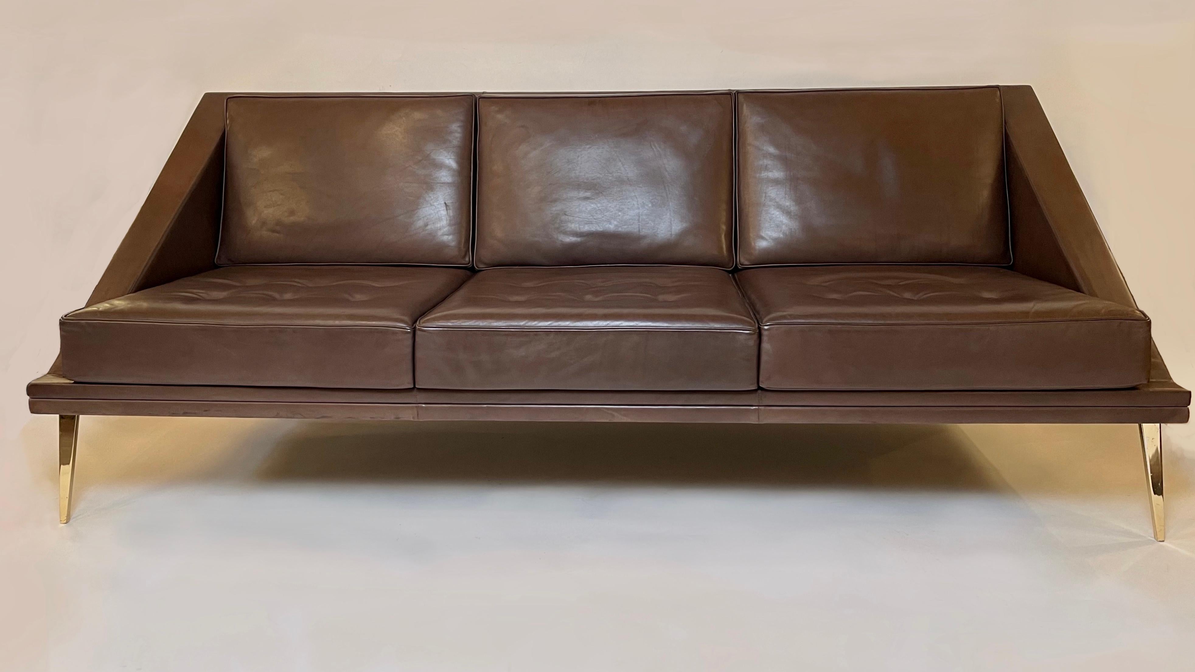 leather sofa with metal legs