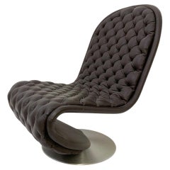 Mid-Century Modern Brown Leather System 123 Chair by Verner Panton, Denmark