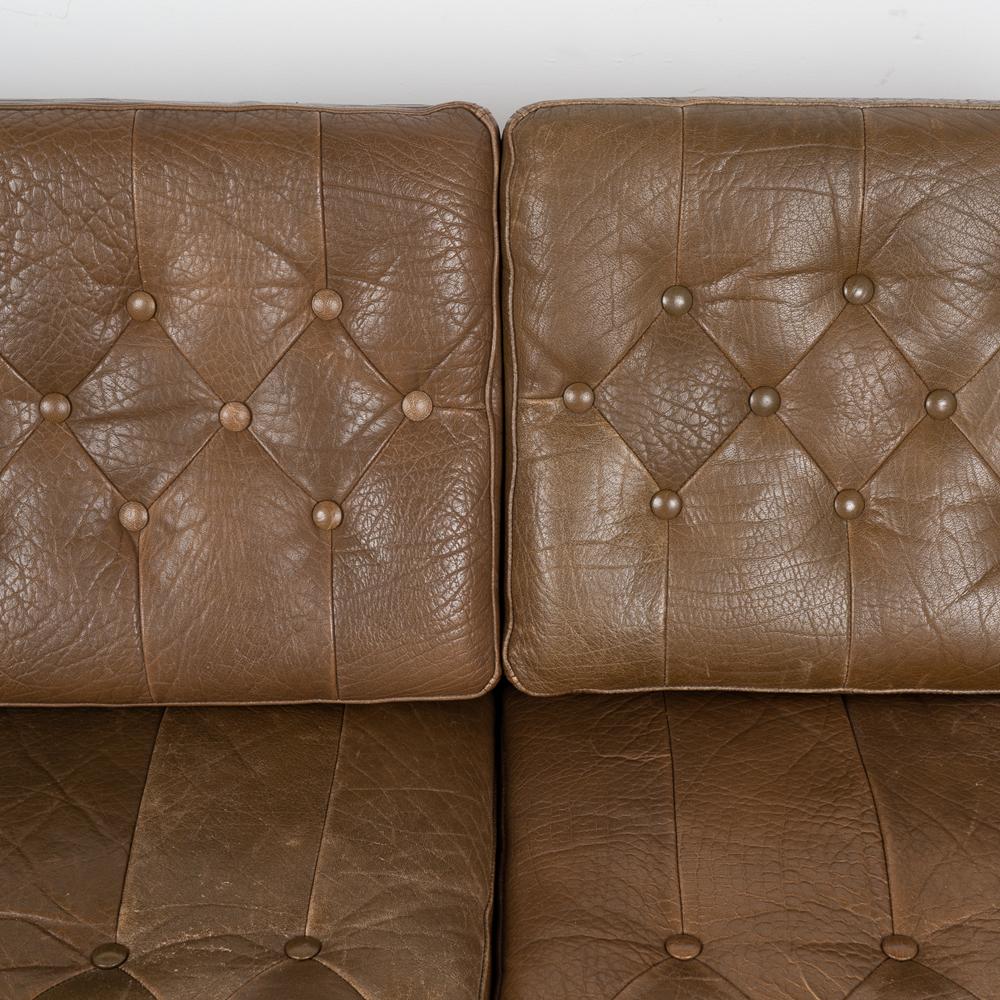 Mid-Century Modern Brown Leather Three Seat Sofa, Denmark circa 1960-70 For Sale 5