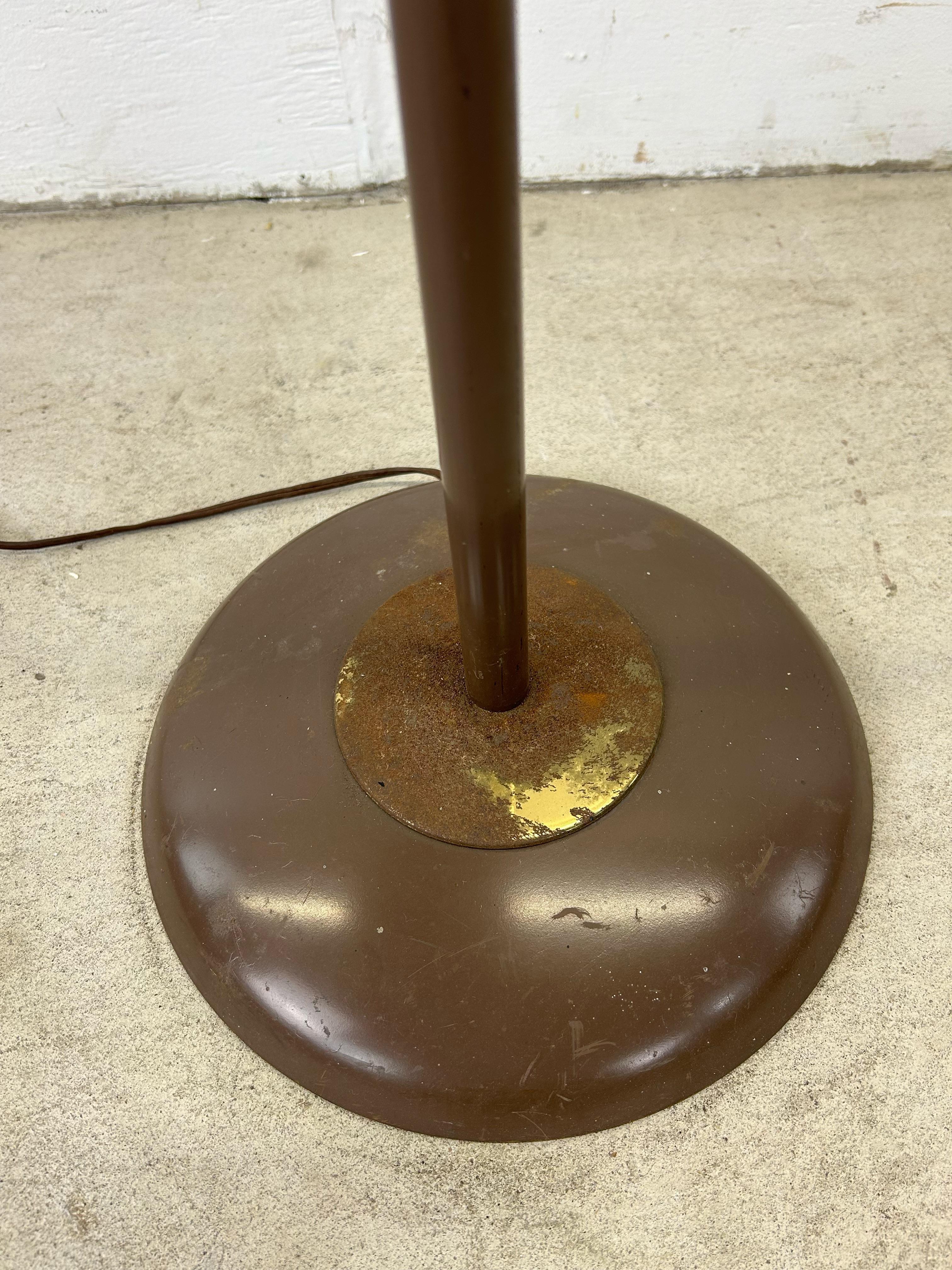 Mid Century Modern Brown Metal Floor Lamp with Brass Accents For Sale 5