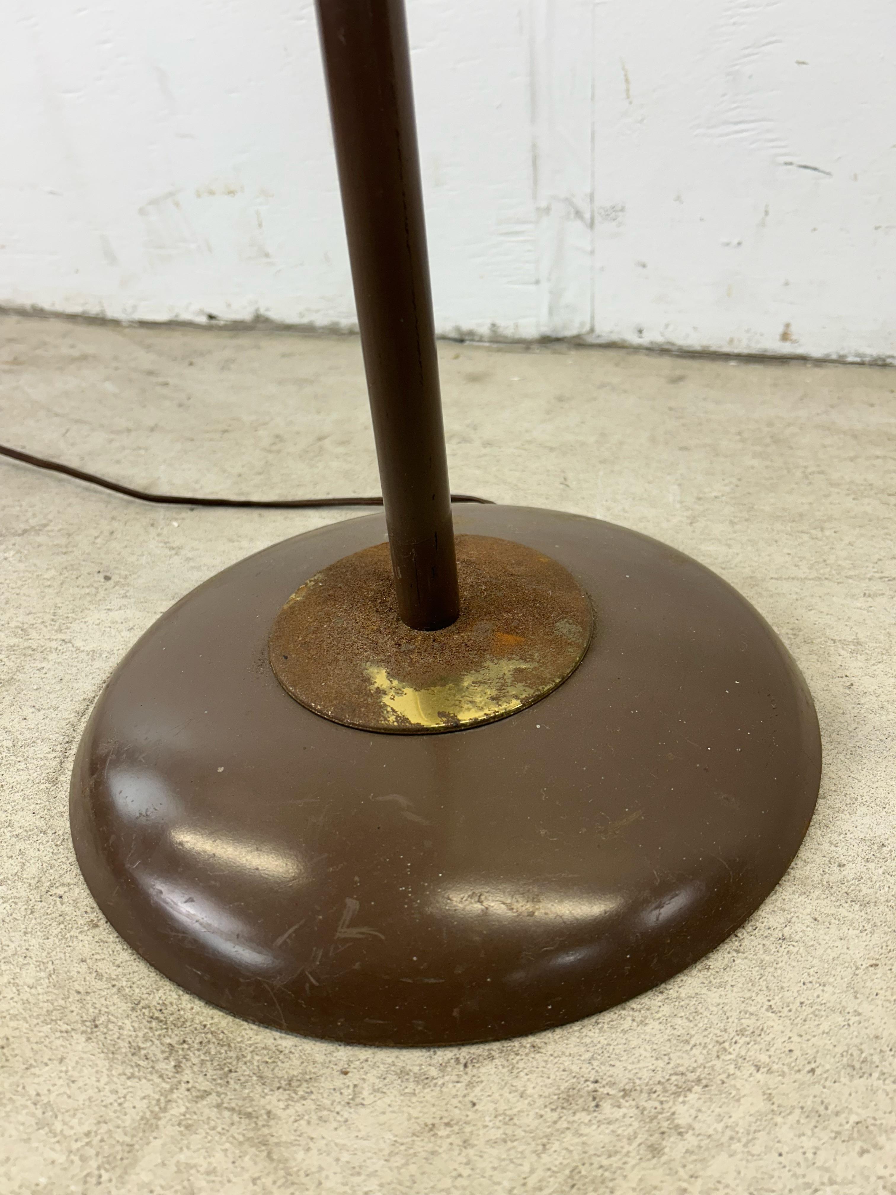 Mid Century Modern Brown Metal Floor Lamp with Brass Accents For Sale 6