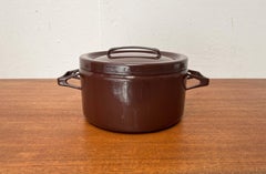Pot en émail brun minimaliste moderne du milieu du siècle Seppo Mallat Finel Finlande années 1960