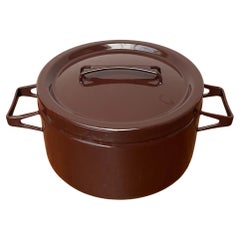 Mid-Century Modern Brown Minimalist Enamel Pot Seppo Mallat Finel Finland 1960s