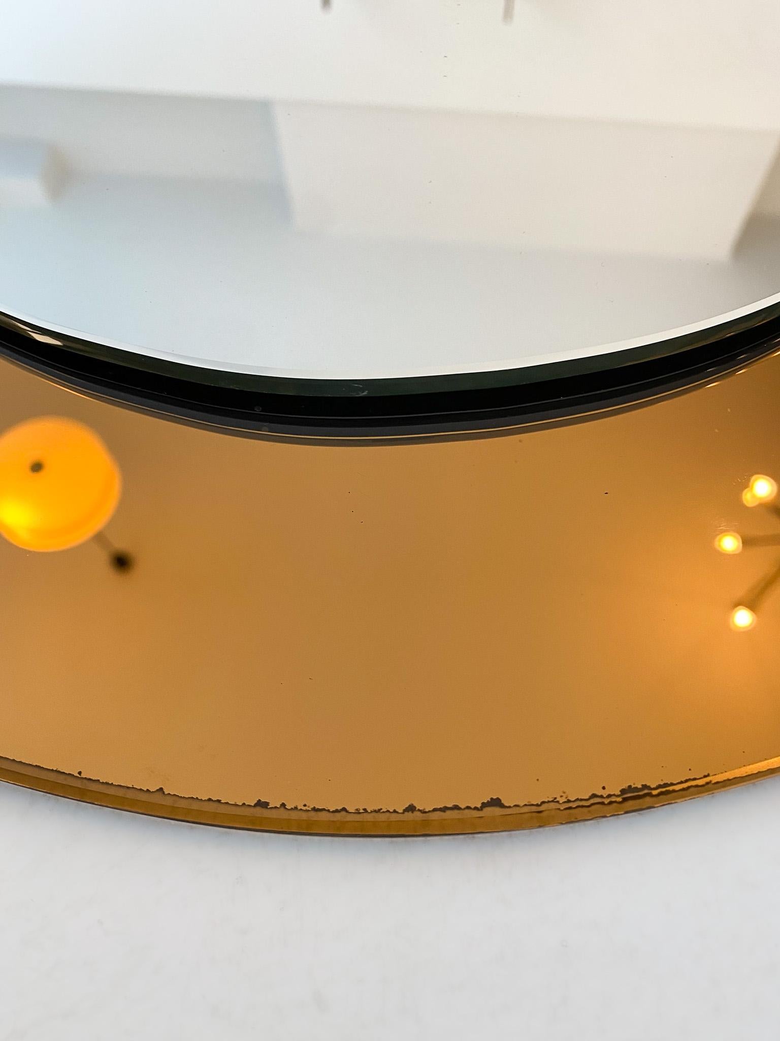 Mid-Century Modern Brown Oval Glass Wall Mirror, Italy 1970s For Sale 2