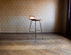 Mid-Century Modern Brown Saddle Leather Bar Stool by DalVera 1960s