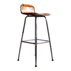 Mid-Century Modern Brown Saddle Leather Bar Stool by DalVera 1960s