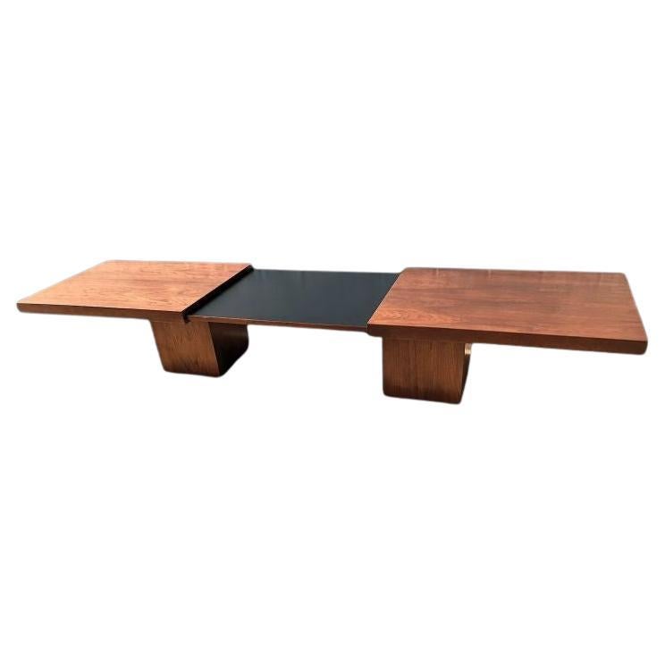Mid Century Modern Brown Saltman Extendable Coffee Table by John Keal For Sale