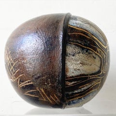 Mid Century Modern Brown Spherical Danish Pottery Vase