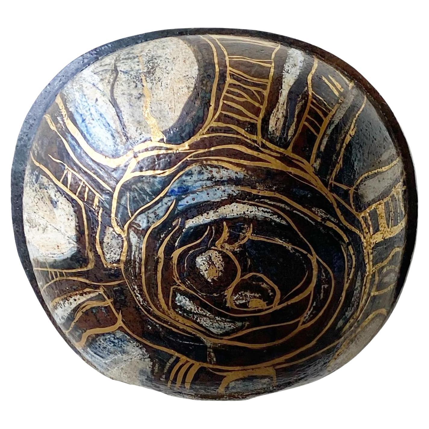 Mid Century Modern Brown Spherical Danish Pottery Vase