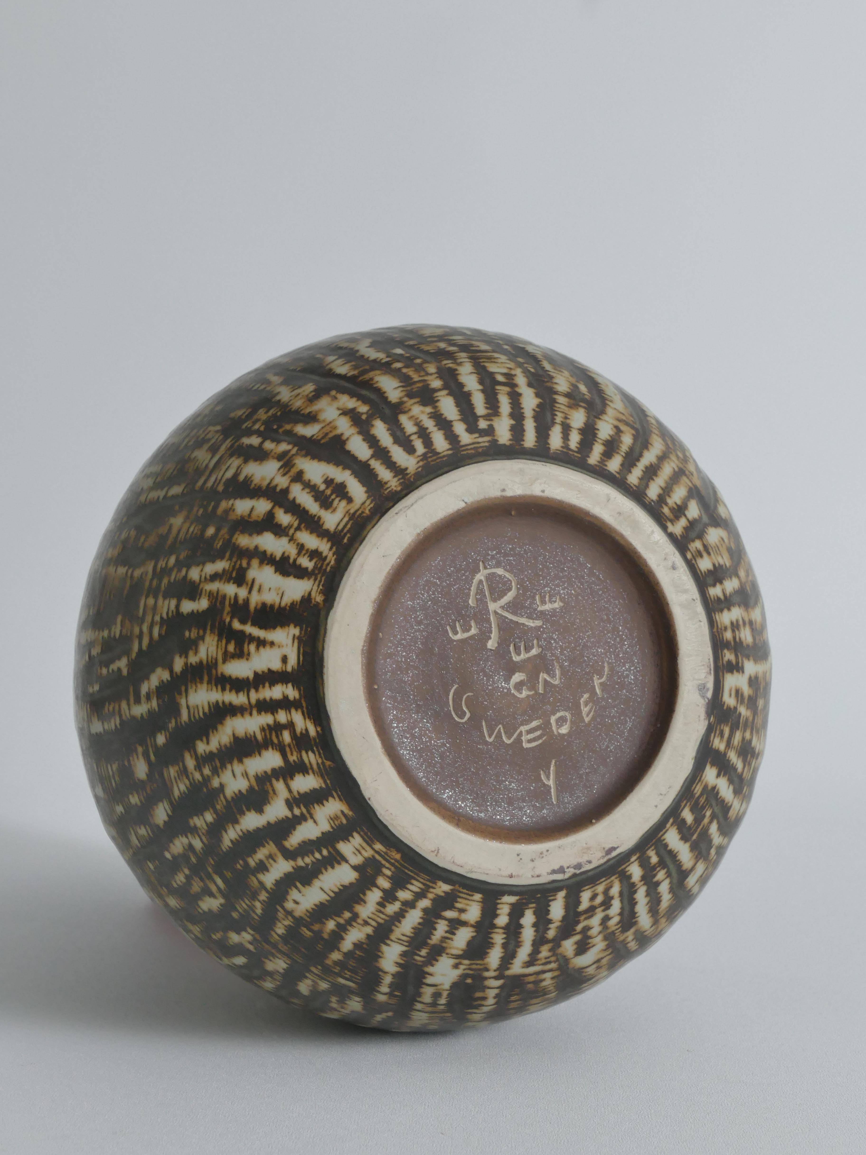Glazed Mid-Century Modern Brown Stoneware Birka Rubus Vase by Gunnar Nylund, Rörstrand For Sale