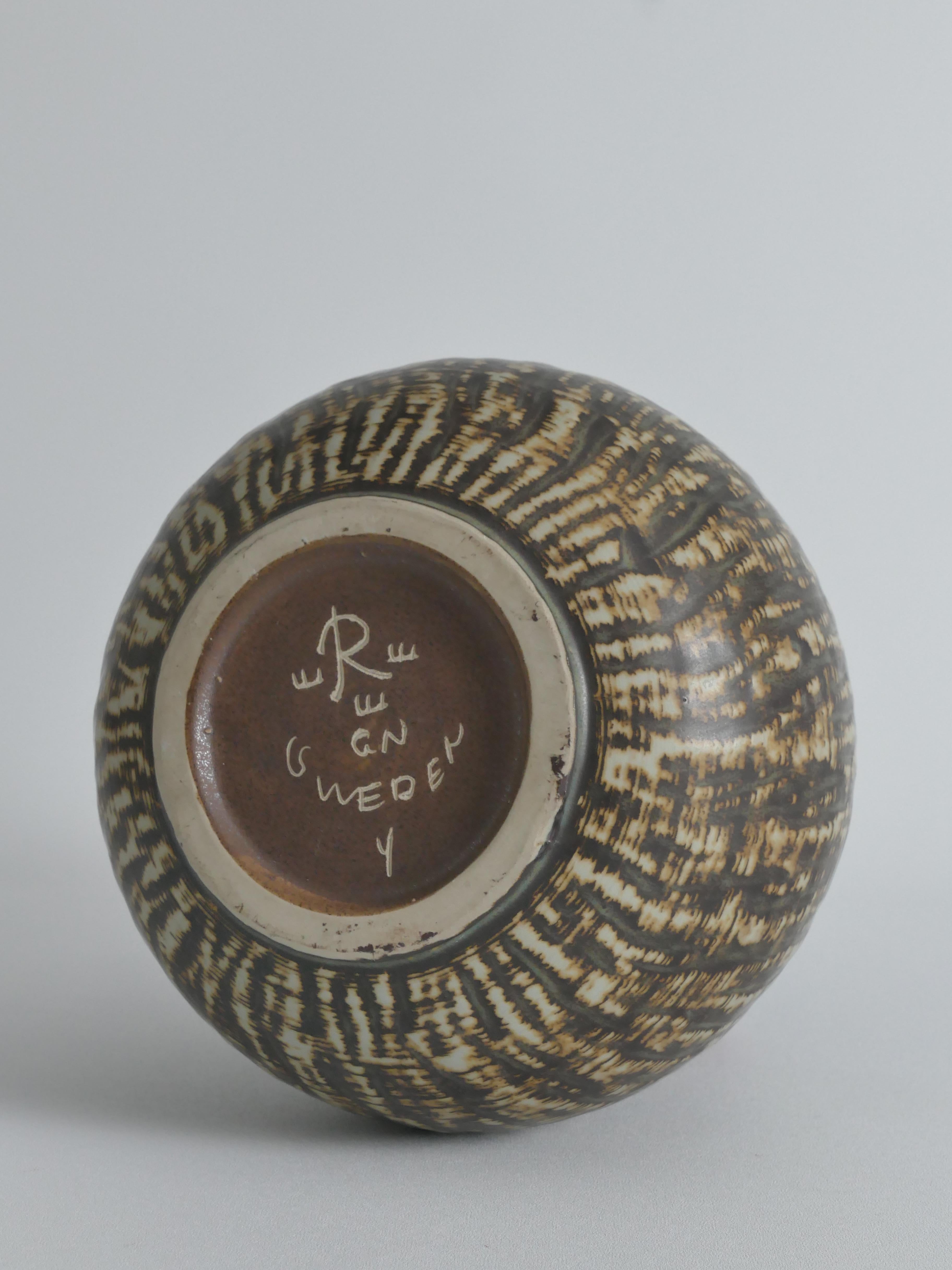 Mid-20th Century Mid-Century Modern Brown Stoneware Birka Rubus Vase by Gunnar Nylund, Rörstrand For Sale