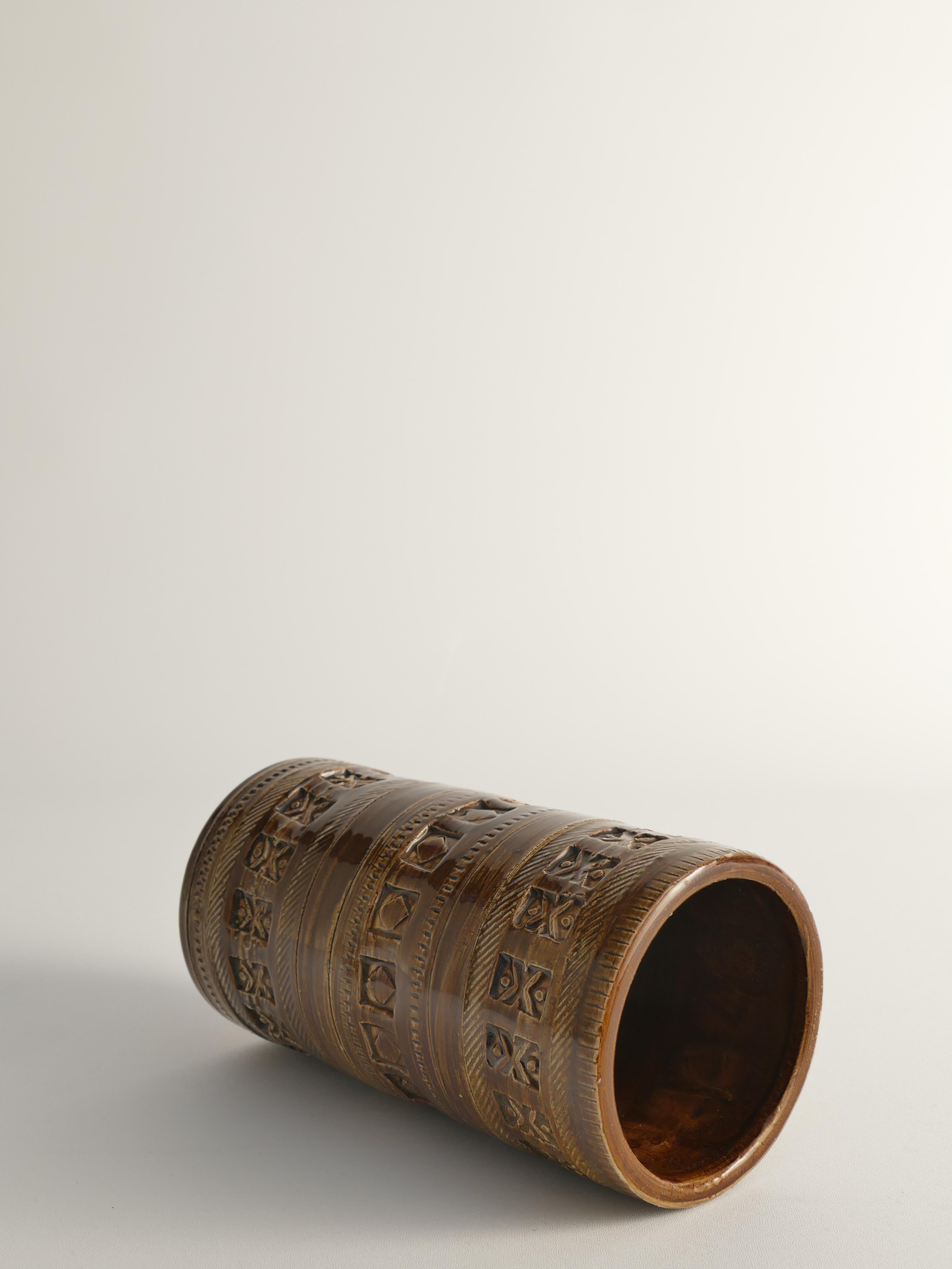Vaso moderno di metà secolo in gres marrone di Aldo Londi per Bitossi, Italia, anni '60 in vendita 2